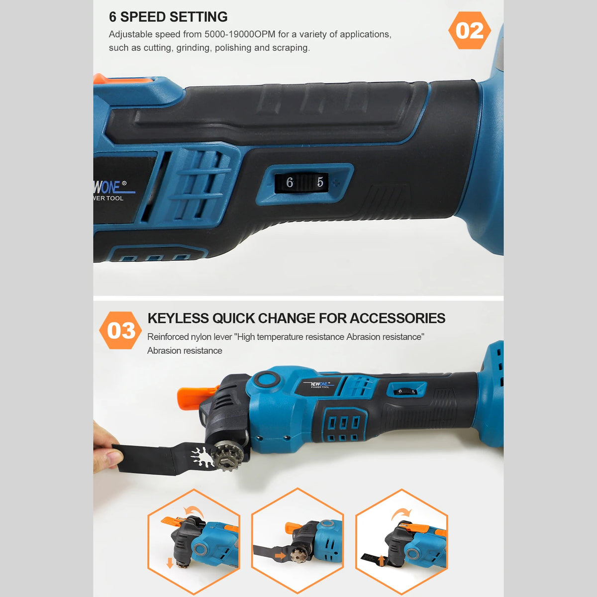 Newone Cordless Multifunction Tool Quickrelease Oscillating Tool Anti-Vibration Compatible for LXT 18V Renovator Trimmer