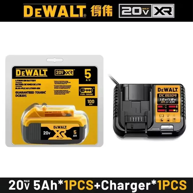 100% Genuine Dewalt 20V 5.0Ah Battery XR Series MAX Power Tools Battery DCB205 DCB1104 Charger Battery Combo Bundle Available