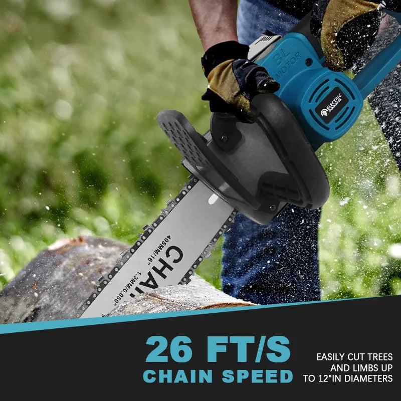 Electric Goddess 16inch Brushless Electric Chain Saw Handheld Wood Cutting Chain Saw Power Tool For Makita 18V Battery Pin