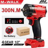 M-WALK 1/2" Brushless Electric Impact Wrench 300N.M Torque Removal Screw Nut Screwdriver Power Tools For Milwaukee 18V Battery