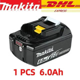 100% Original Makita 18V 6.0Ah Li-Ion Battery, Rechargeable Replacement Battery for BL1830B BL1840B BL1850B BL1860B Power Tools