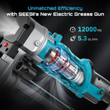 SEESII GR01 Ultra Electric Grease Gun 12000PSI 5.3oz/min Injector Fat Machine Grease Guns Oil Tool Hardware For Makita 18V Battery Pin
