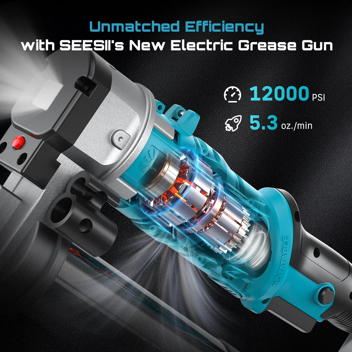 SEESII GR01 Ultra Electric Grease Gun 12000PSI 5.3oz/min Injector Fat Machine Grease Guns Oil Tool Hardware For Makita 18V Battery Pin