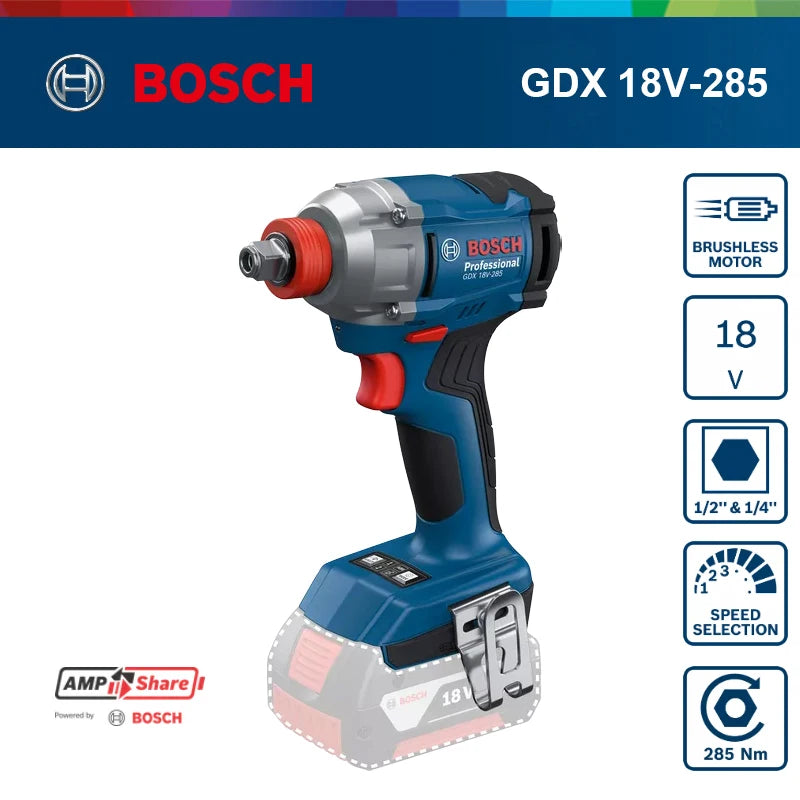 Bosch GDX 18V-285 Cordless Impact Driver/Wrench Bosch Professional Power Tools AmpShare 18V Impact Tool 1/4" Hex Drive