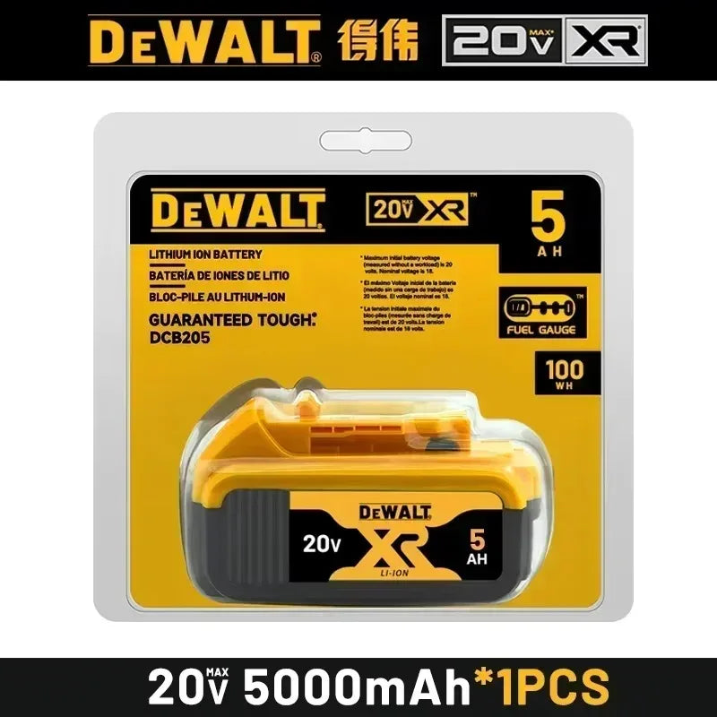 100% Original Dewalt 20V 5AH Replacement Battery 18V 5.0AH Power Tools Rechargeable Battery DCB205 DCB1104 Battery Charger Combo