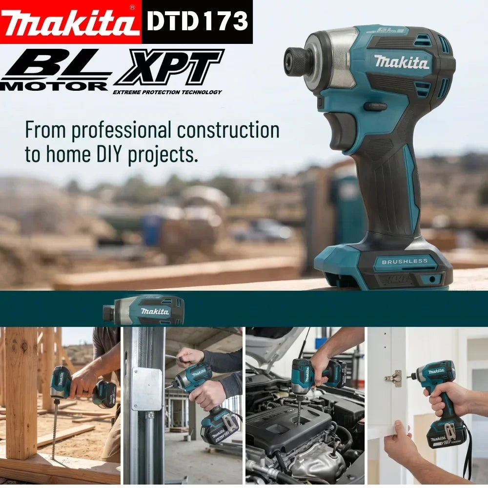 Makita 18V Brushless Bare Impact Driver DTD173 T Mode Ring LED Light For Car Repair Tire Removal Auto Maintenance No Battery