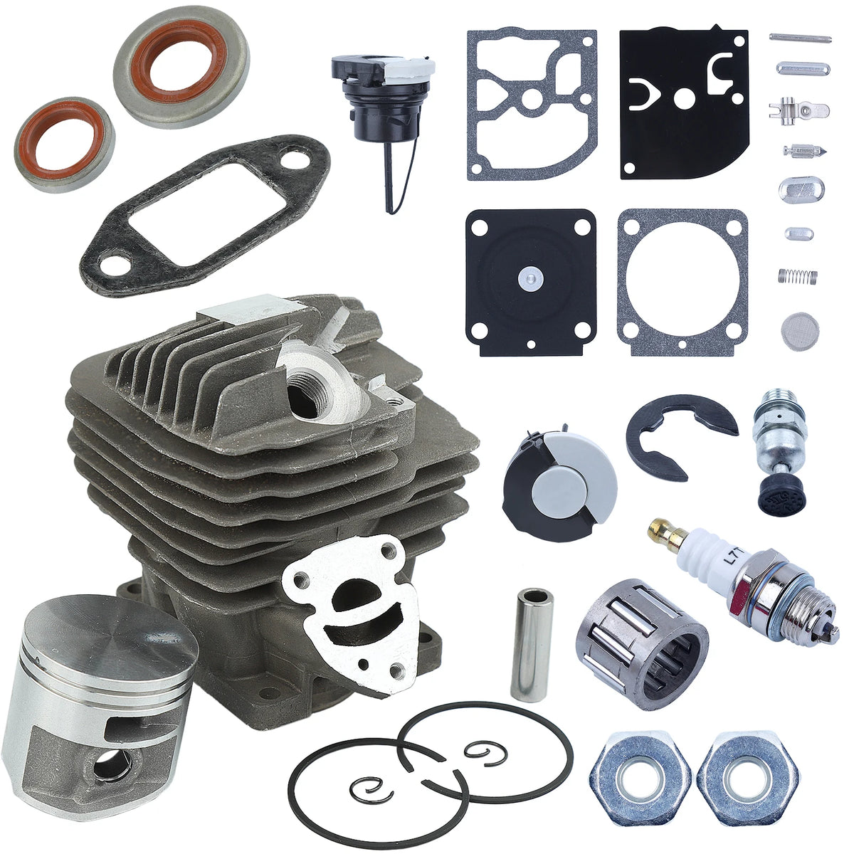 44.7mm Cylinder Piston Carb Kit For Stihl MS261 MS 261 MS261C Chainsaw Replacement 1141 020 1200 Oil Seal Gas Cap