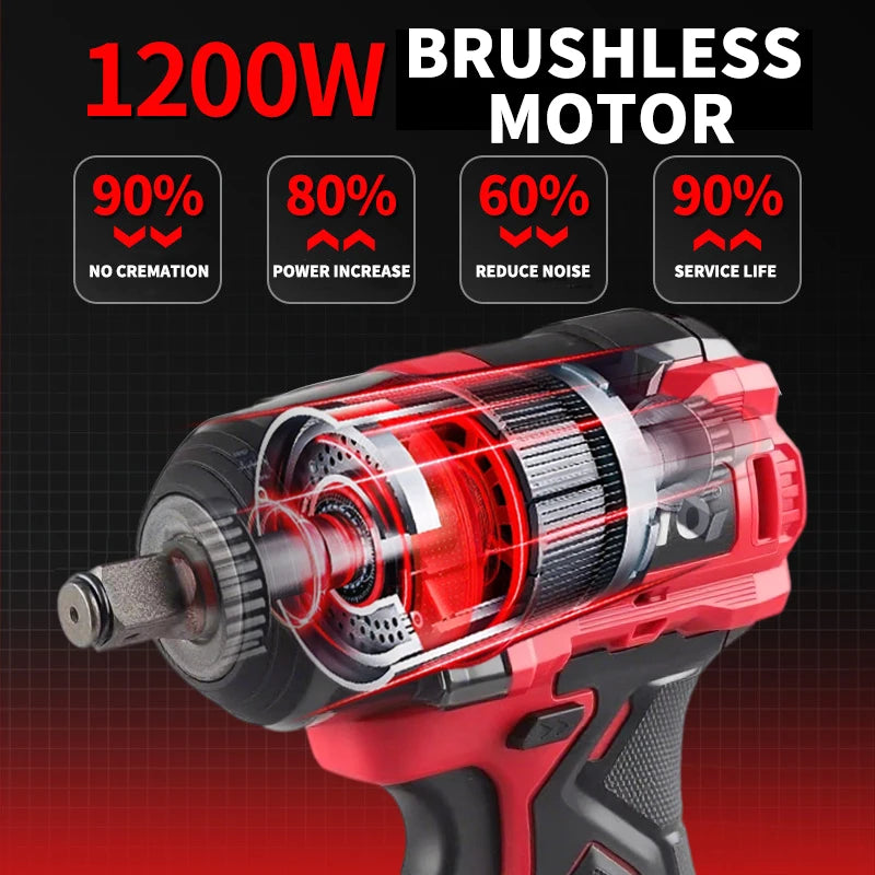 LYUWO High Quality Brushless Cordless Impact Wrench LW-BS75 3/8" 21V 600N.m NoBattery 3500 RPM Professional auto repair or home