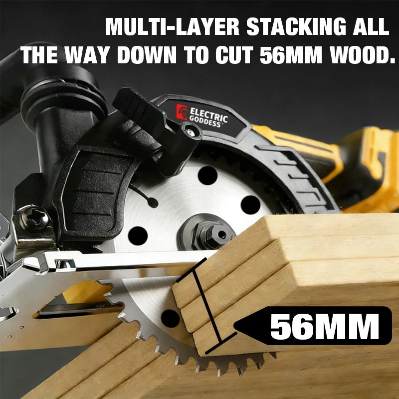 Electric Goddess 6Inch 150mm Brushless Circular Saw Adjustment Woodworking Electric Cutting Tool For Dewalt 20V Battery Pins