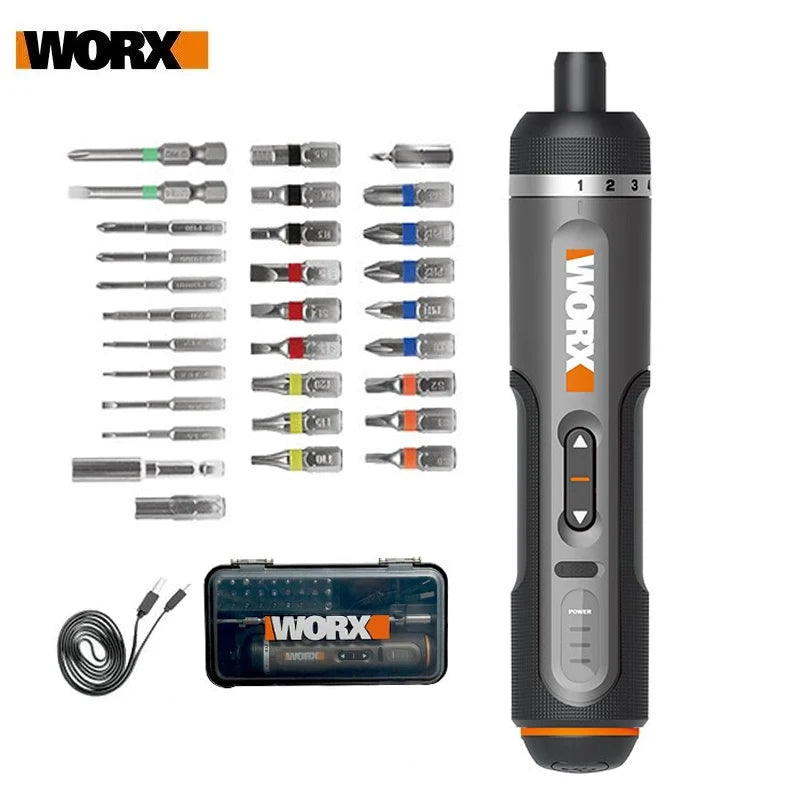 Worx 4V Electrical Screwdriver Sets WX242 Smart Cordless Electric Screwdrivers SDS Chuck USB Rechargeable 30 Bit Sets