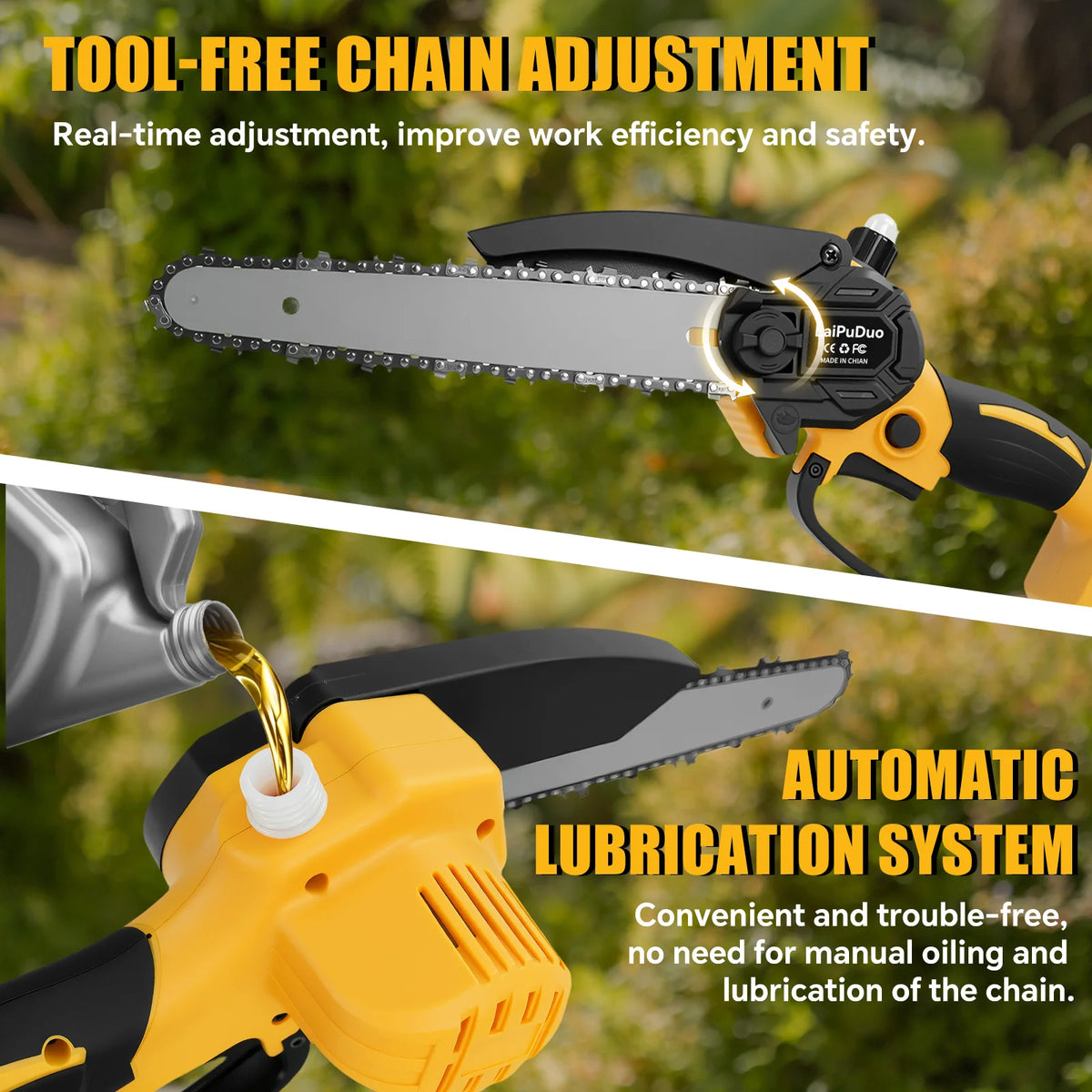 8 Inch Mini Electric Chainsaw Brushless Handheld Power Chain Saw for Tree Trimming Wood Cutting Fit for Dewalt 20V Battery Pin