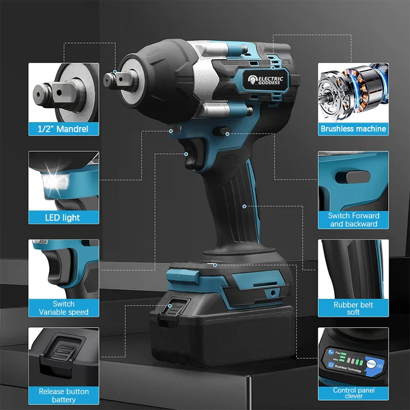 1800NM Cordless Electric Impact Wrench Compact Model Brushless Motor Lithium Electric Drive For Makita 21V Battery Pin