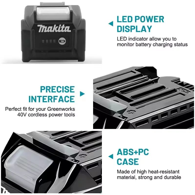 21700 Cell Genuine Makita 40V MAX XGT Battery BL4050 5000mAh LED Power Indicator Rechargeable Spare Cordless Power Tools Battery