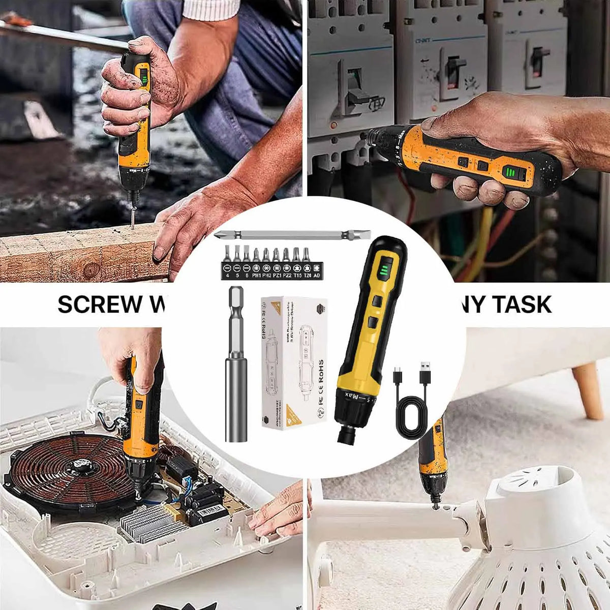2000mAh 3.7V Cordless Screwdriver 6-Speed Torque Screwdriver, Portable Electric Screwdriver, Hand Tools, Torque Screwdriver Set