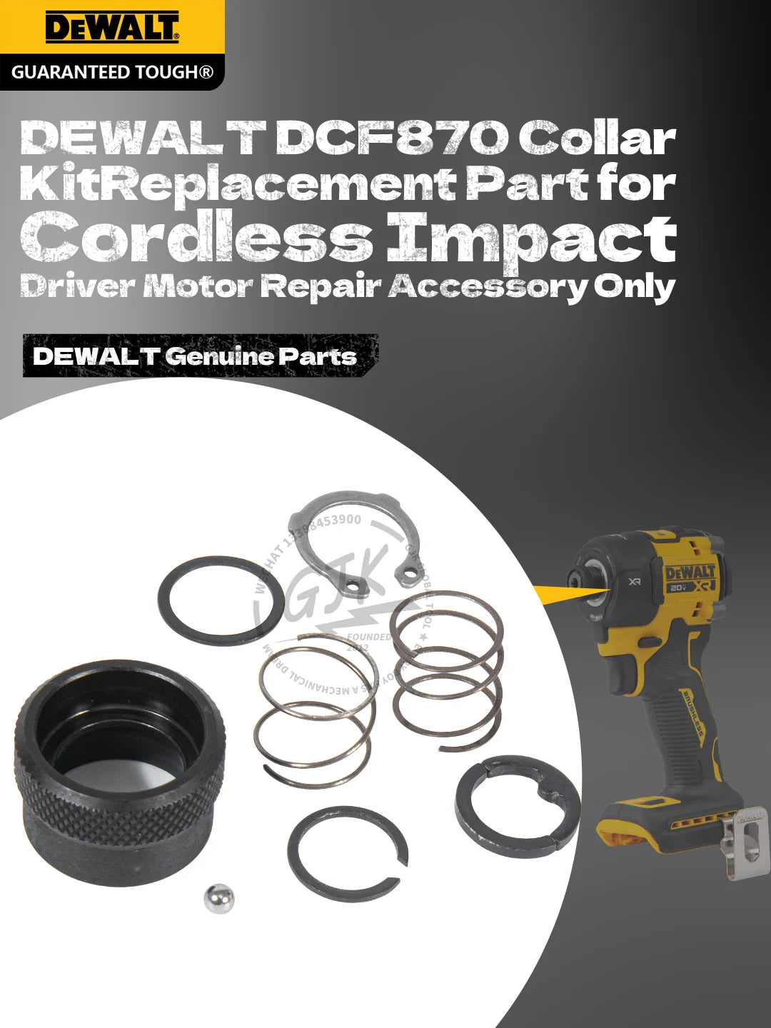 DEWALT DCF870 Impact Driver Genuine Collar Kit Replacement Part for Front End Assembly Repair, Tool Not Included