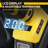 100W Cordless Glue Gun 100℃-200℃ Temp Adjust Digital Display Hot Melt Glue Gun with 10Pcs 11mm Sticks for Dewalt 20V Battery Pin