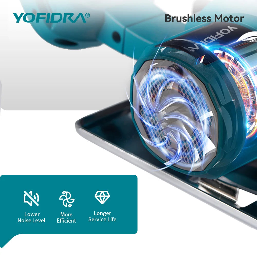 YOFIDRA 125MM 5Inch Brushless Electric Circular Saws Handheld Woodworking Electric Cutting Power Tool For Makita 18V Battery Pin