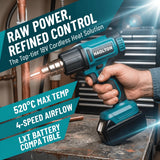 HAOLTON Heat Gun Cordless Hot Air Gun Industrial Handheld Electric Heat Gun Temperatures Adjustable For Makita 18V Battery