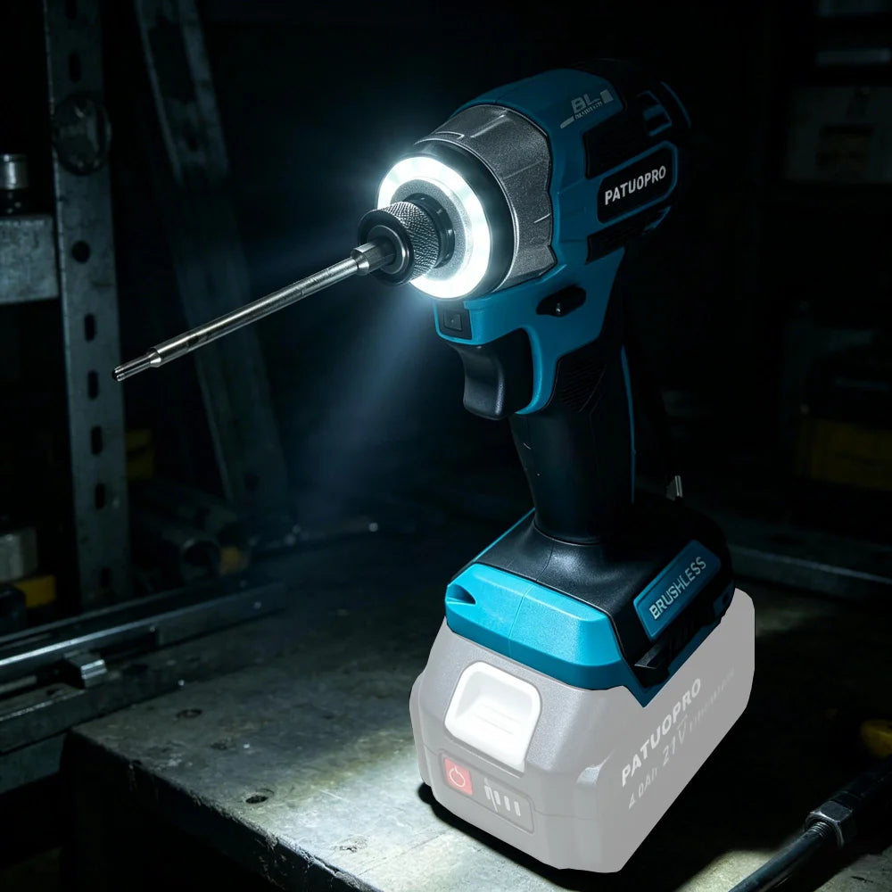 PATUOPRO 5 Speed Brushless Electric Screwdriver Cordless Impact Drill Driver 1/4 Inch Handheld Power Tool For Makita 18V Battery