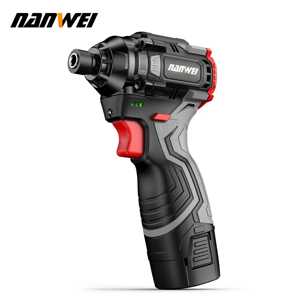 NANWEI 16V Brushless Lithium Battery Impact Screwdriver Household Electric Screwdriver 3-speed Control