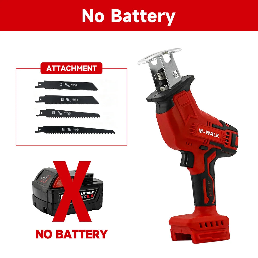 M-WALK Cordless Reciprocating Saw 18V Adjustable Speed Electric Saw Wood Metal Pipe Cutting Tools For Milwaukee 18V Battery Pins