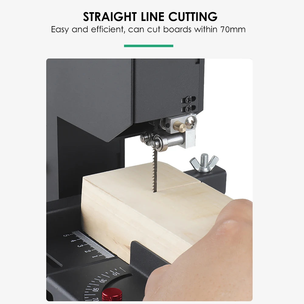 Band Saw Machine Mini Multifunctional Electric Table Saw Benchtop Angle Cutting Machine Woodworking Tools 1750RPM