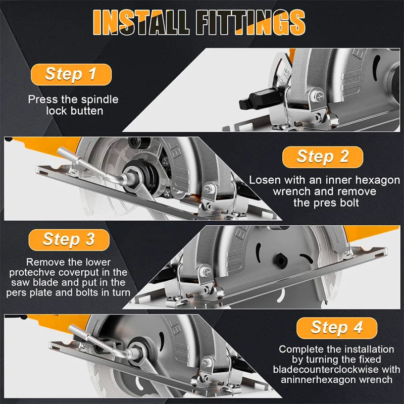 Electric Goddess 5in Brushless Electric Circular Saw ﻿1000W Handheld Woodwork Saw Power Tool ﻿﻿For Dewalt 20V Battery Pin
