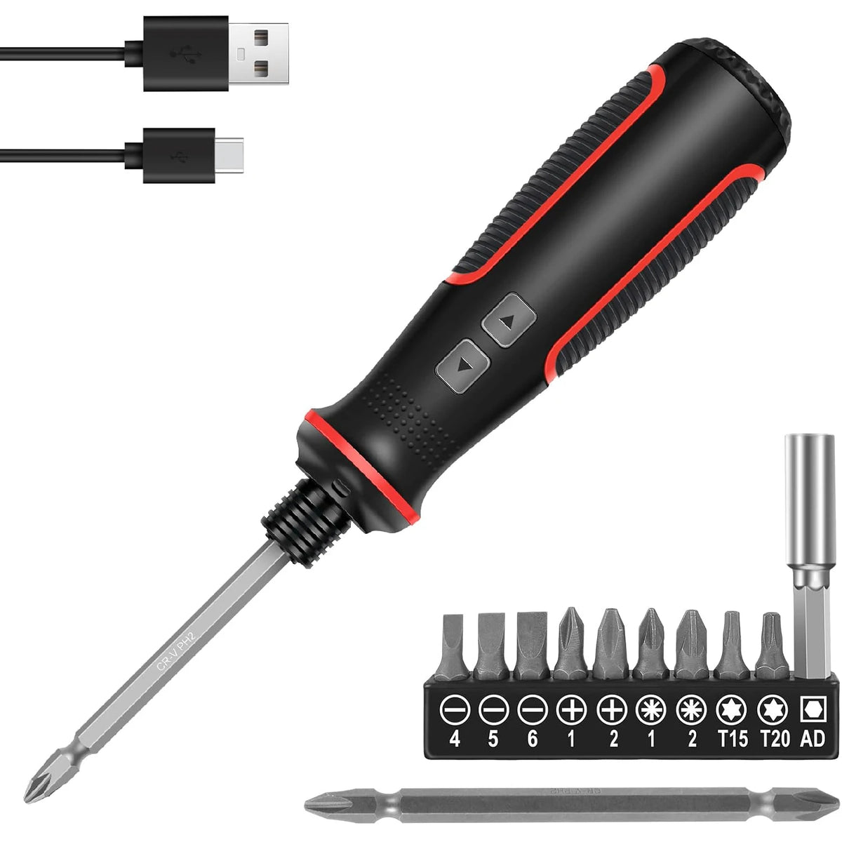 1pc Built-in 2000mAh Li-on Battery Screwdriver Set Electric Screwdriver Set LED Lights Two-layer Easy Install or Remove Screwdri