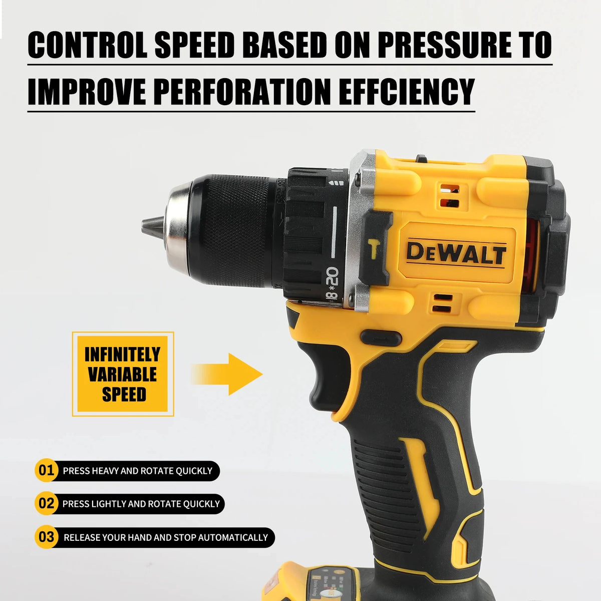 '2026 New!' DEWALT DCD805 Brushless Compact Percussion Drill Rechargeable Lithium Battery 20V Electric Multi-Function Drill