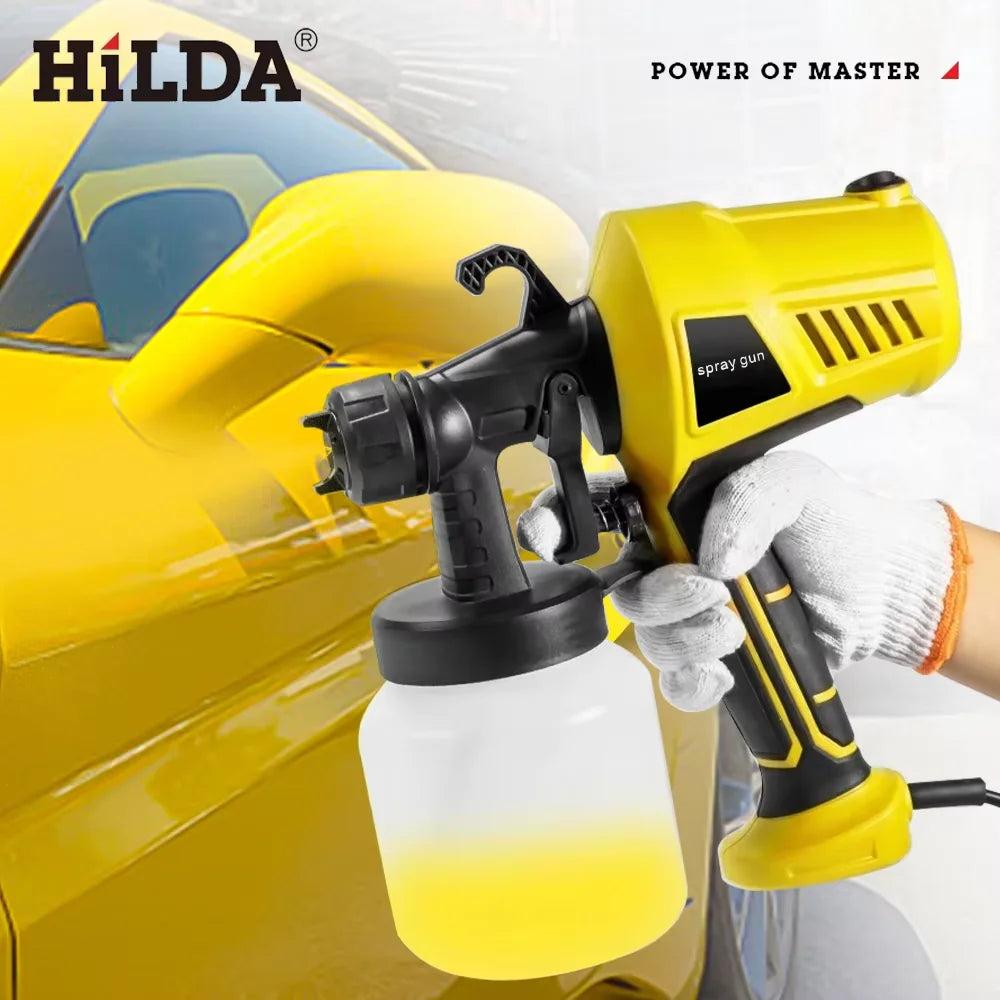 HILDA Corded Electric Paint Sprayer Single Handheld Spray Gun Adjustable Flow Control Nozzle Portable Home Use Painting Tool