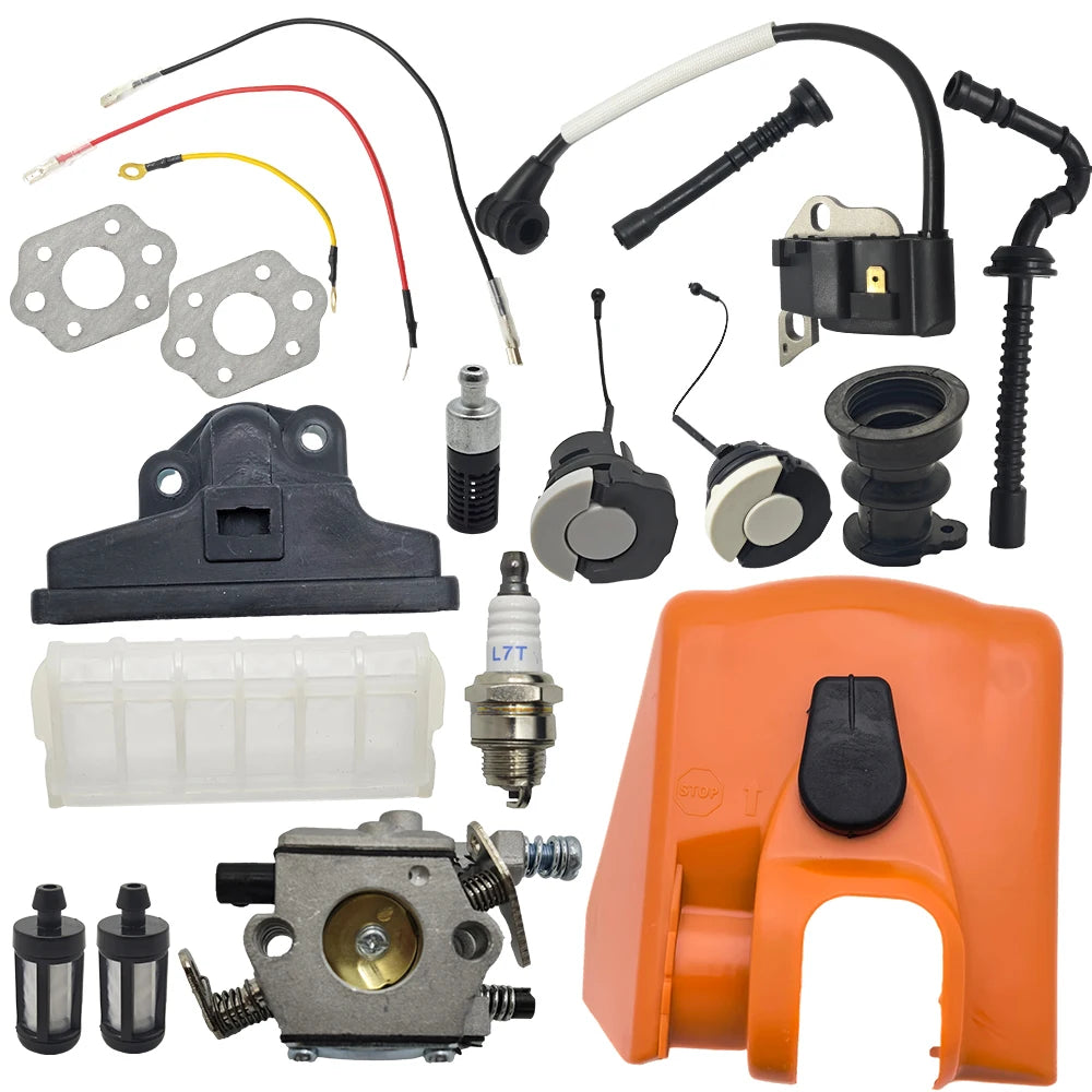 Air Filter Cover Base w Ignition Coil Carburetor Kit For Stihl MS250 MS230 MS210 Chainsaw 11231401902 1123 358 7701 Fuel Oil Cap