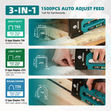 LIBRATON Upholstery 3 in 1 Staple Gun Heavy Duty with 1500 Staples T50, T25, JT21, Manual Stapler Gun & Remover Kit for Wood DIY