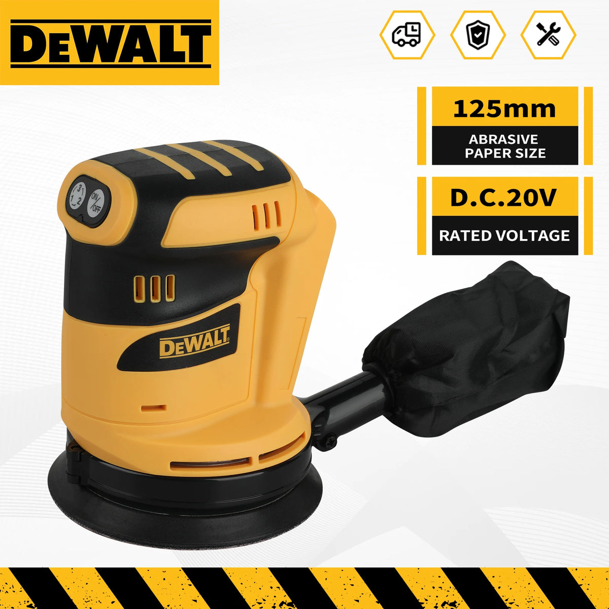 DEWALT DCW207B 20V MAX Brushless Random Orbital Sander 125mm 8000-12000OPM Variable Speed Bare Tool