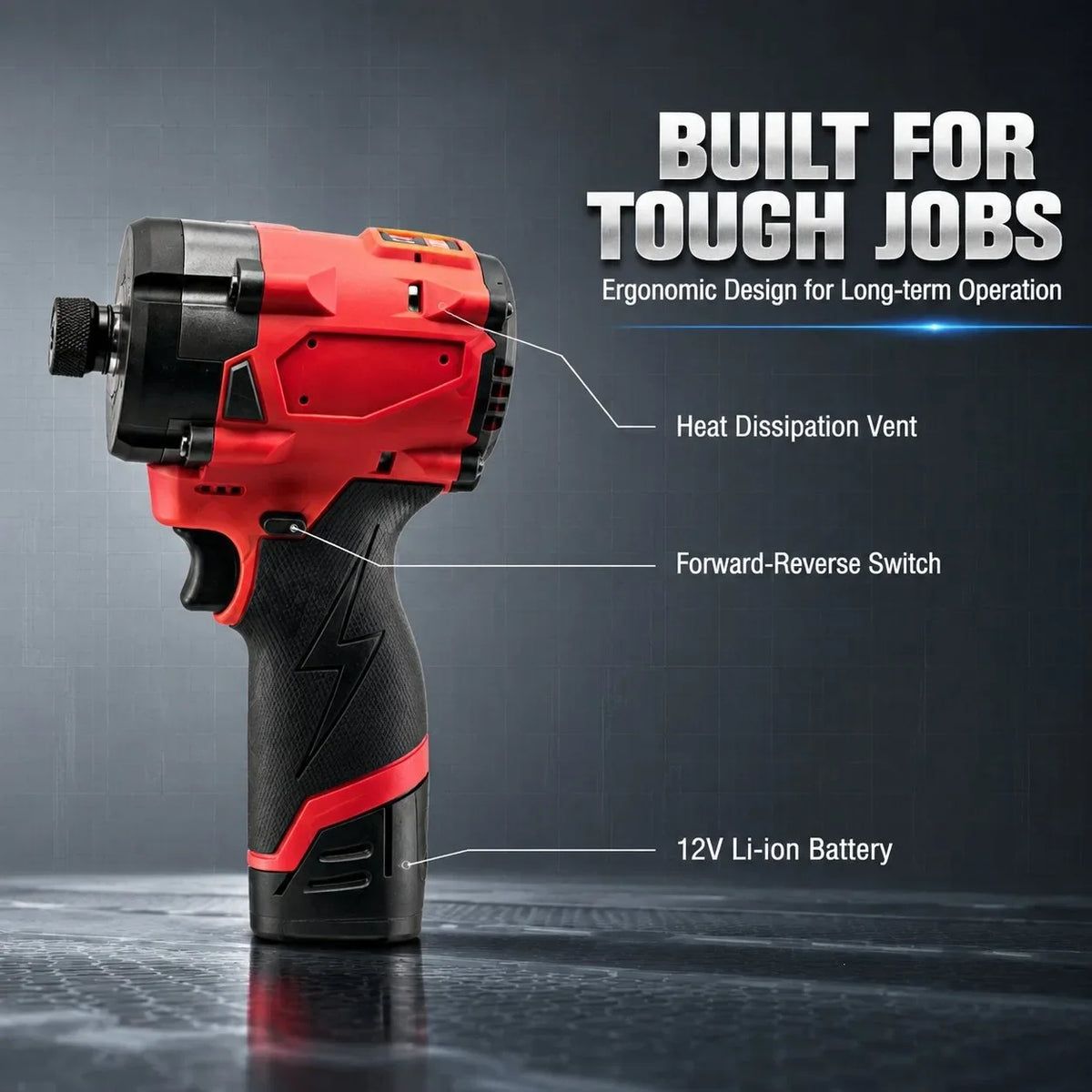(No Battery) M12 Brushless Impact Driver 3000RPM 4400IPM 12V Cordless Screwdriver 1/4" Only Power Tools Screwdriver Hex Tool