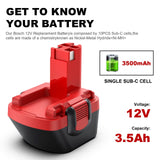BAT043 BAT045 BAT120 4500mAh Nimh Ni-MH 12V Rechargeable Replacement Battery for Bosch 12 V Drill GSR12VE-2 PSR12VE-2 2607335273