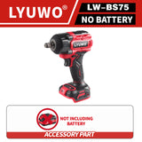 LYUWO High Quality Brushless Cordless Impact Wrench LW-BS75 3/8" 21V 600N.m NoBattery 3500 RPM Professional auto repair or home
