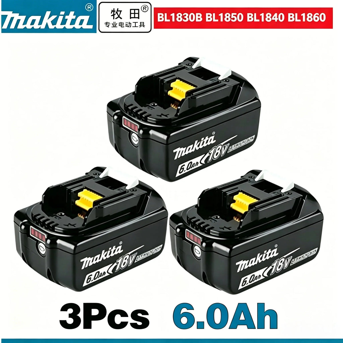 2026 Original Makita 18V LXT Lithium Battery 9.0Ah/6.0Ah/5.0Ah for BL1890 BL1860B BL1850 & DDF487