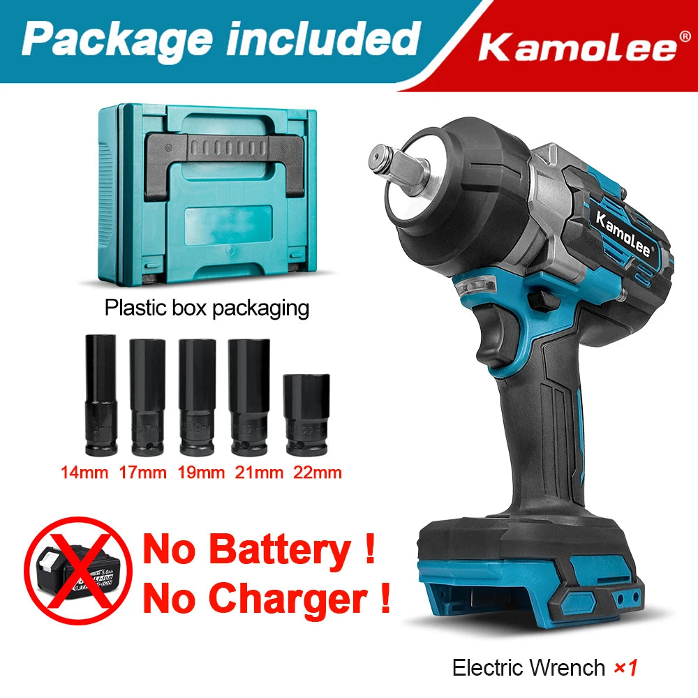 Kamolee 3100NM Wireless Charging High Torque Wrench 1/2 Inch Repair Electric Impact Wrench is compatible with Makita 18V battery