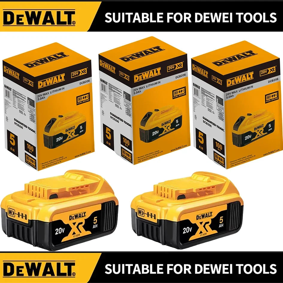 Dewalt 20V Battery 5AH 6AH 18V5.0AH Rechargeable Lithium Ion Battery, Dewalt DCB200 Power Tool Replacement Battery