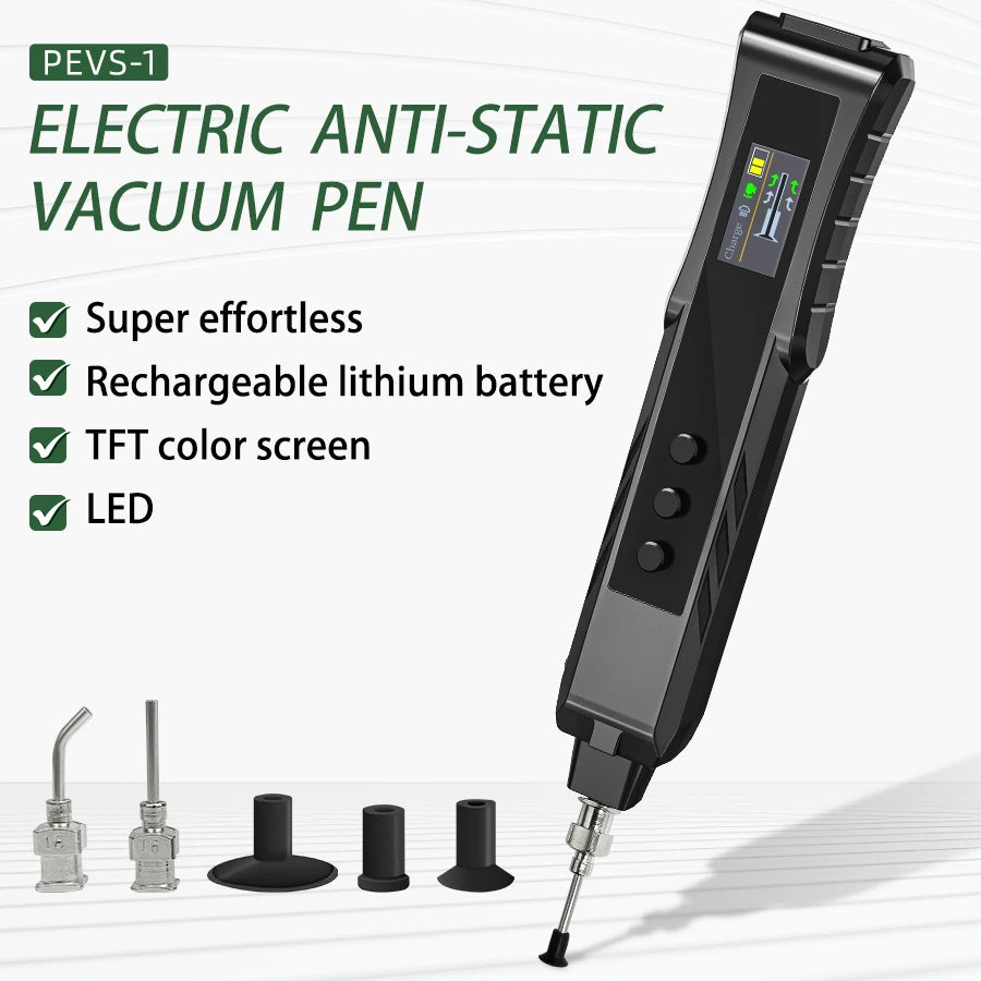Rechargeable ESD-Safe Electric Vacuum Suction Pen Kit – Portable SMD Component Handling and Desoldering Tool