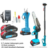 6-Inch Electric Chain Saw, 2.5cm Electric Pruning Shears, 1.7m Telescopic Extension Rod Asta Telescopica Per Potatura A Batteria