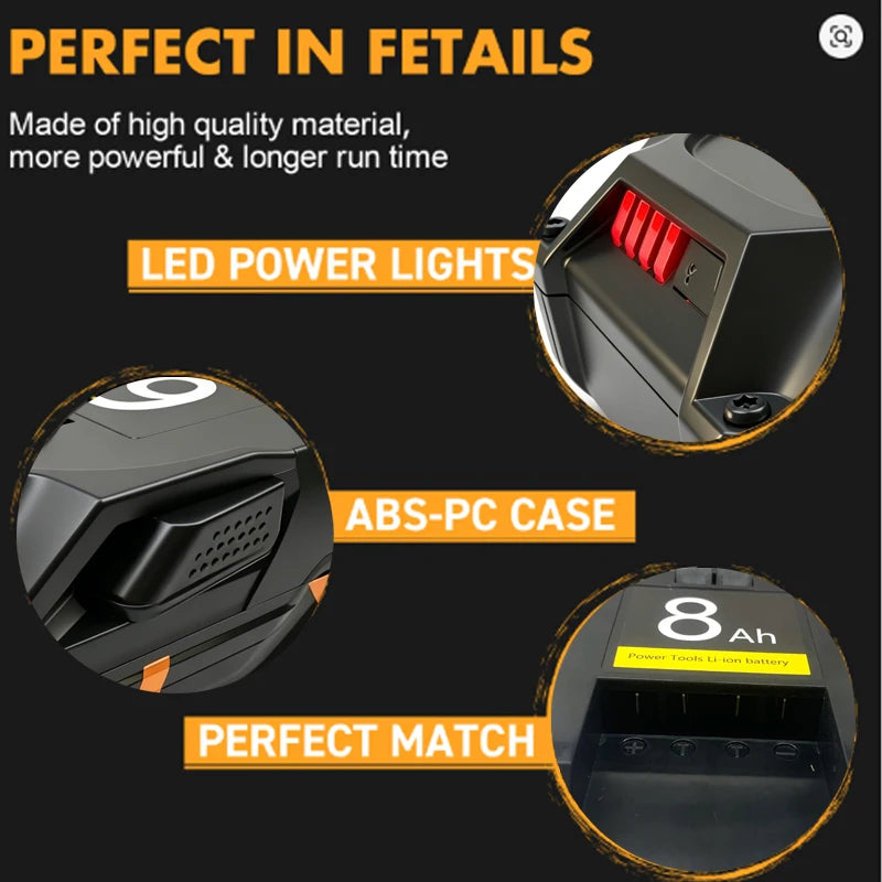 8AH Li-ion 18V For RIDGID R840087 Battery R840083 R840085 R840086 Capacity 6.0/4.0ah Rechargeable Power Tool Series AEG Series