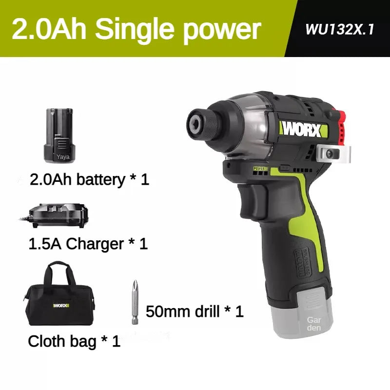 Worx WU132X WU132 Cordless Impact Screwdriver 320W 160Nm 12v 3600rpm Brushless Motor Adjust Torque Univeral Battery Power Tool