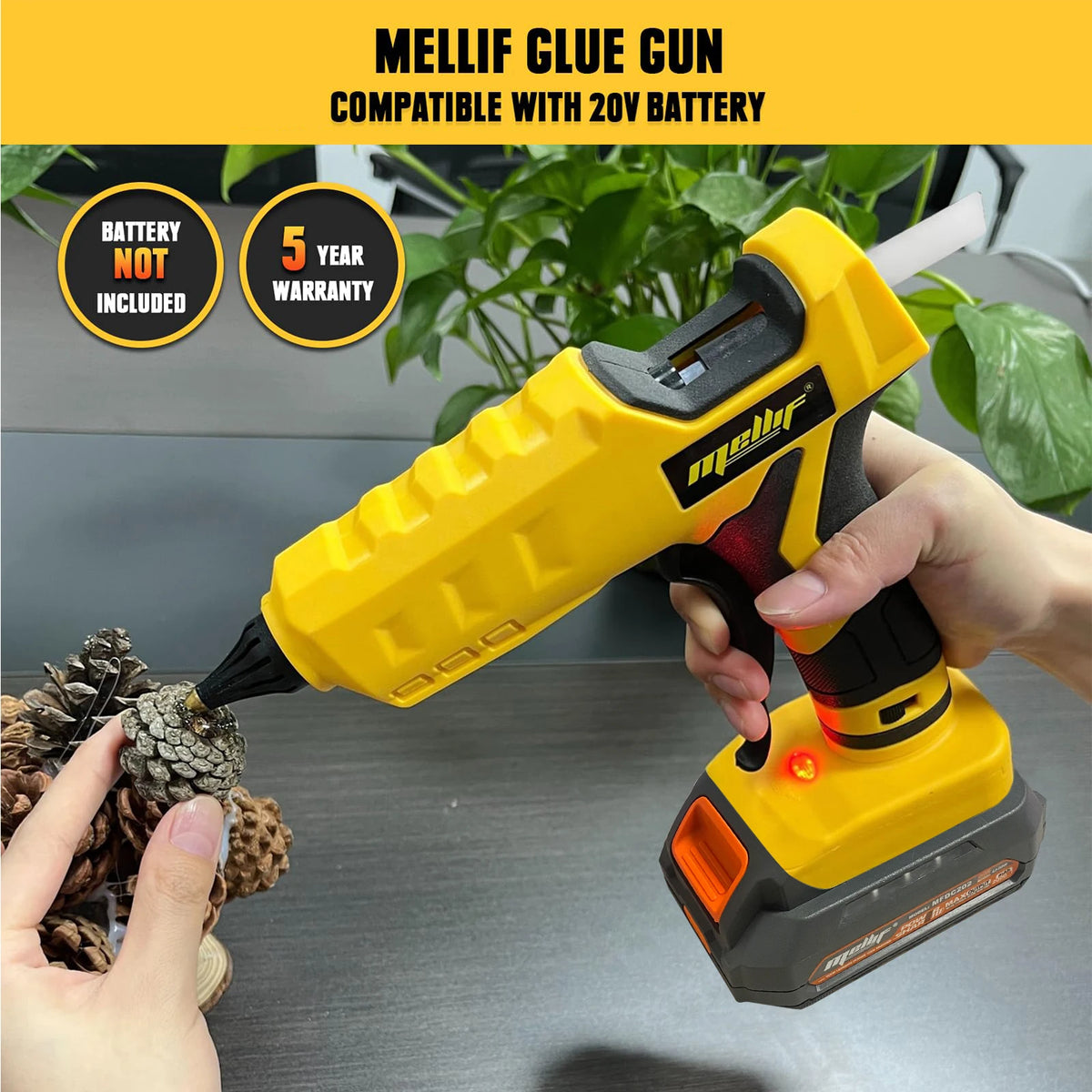 Cordless Hot Glue Gun Compatible with Dewalt 18V 20V for Makita 18V with 20 Glue Stick DIY Heat Repair Tool DIY Gift(Tool Only