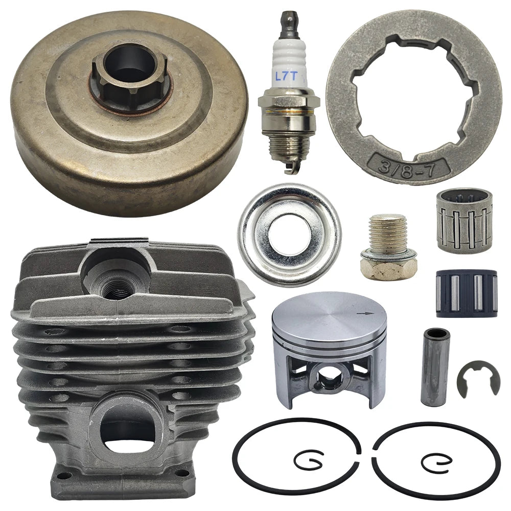 52mm Chainsaw Cylinder Piston Kit For Stihl MS460 046 MS 460 Clutch Drum 3/8" 7 Tooth Sprocket Rim Bearing Decompression Valve