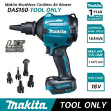 Makita DAS180 18V Brushless Cordless Air Blower Dust Removal Tool with Nozzle for Machinery and Workbench Cleaning