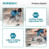 YOFIDRA 5Inch 10800RPM Brushless Electric Circular Saw Cordless 45° Adjustable Cutting Saw Power Tool For Makita 18V Battery Pin