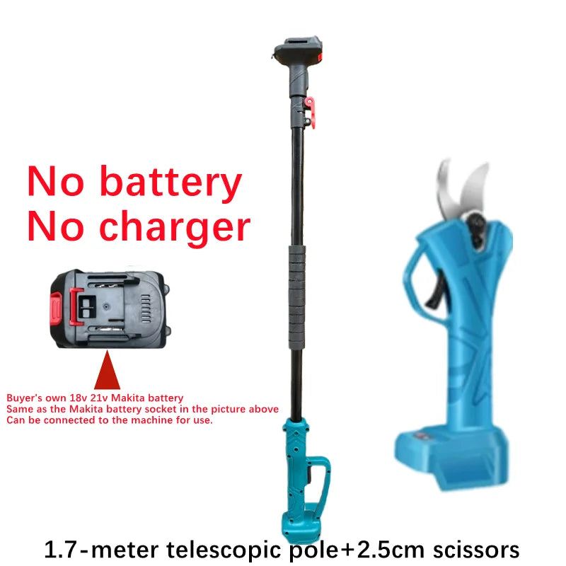6-Inch Electric Chain Saw, 2.5cm Electric Pruning Shears, 1.7m Telescopic Extension Rod Asta Telescopica Per Potatura A Batteria