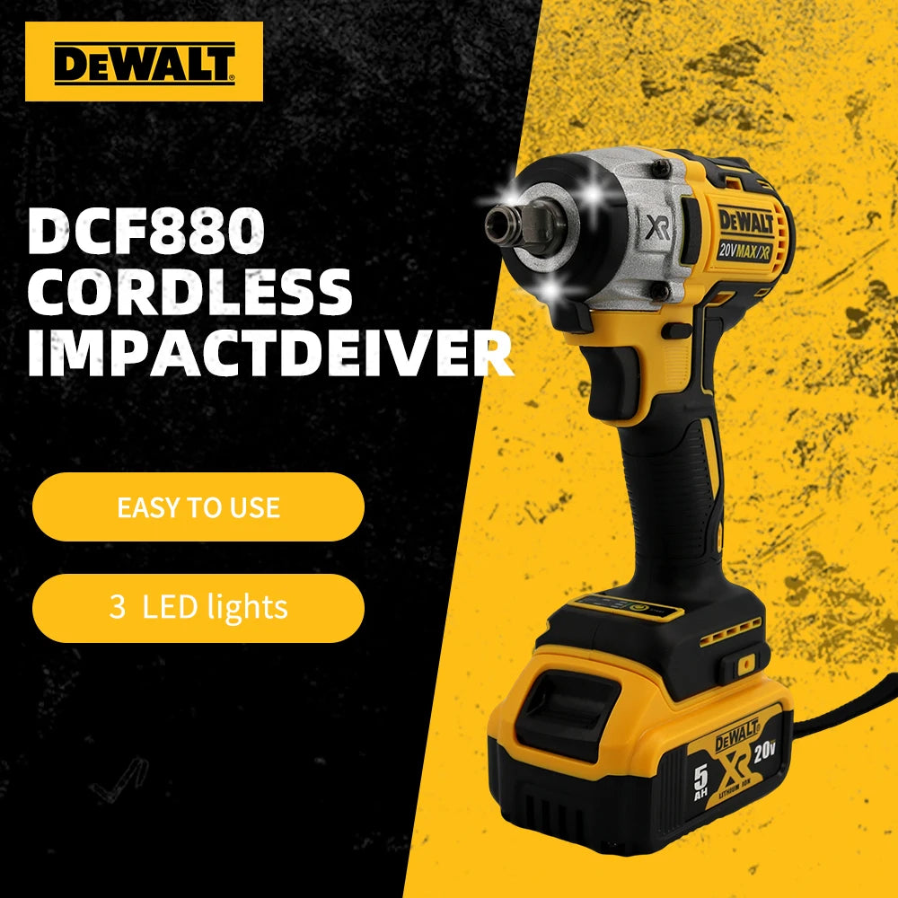Dewalt DCF880 High-Torque Brushless Wireless Impact Wrench Lightweight 20V Battery Powerful Tool for Automotive And DIY Projects