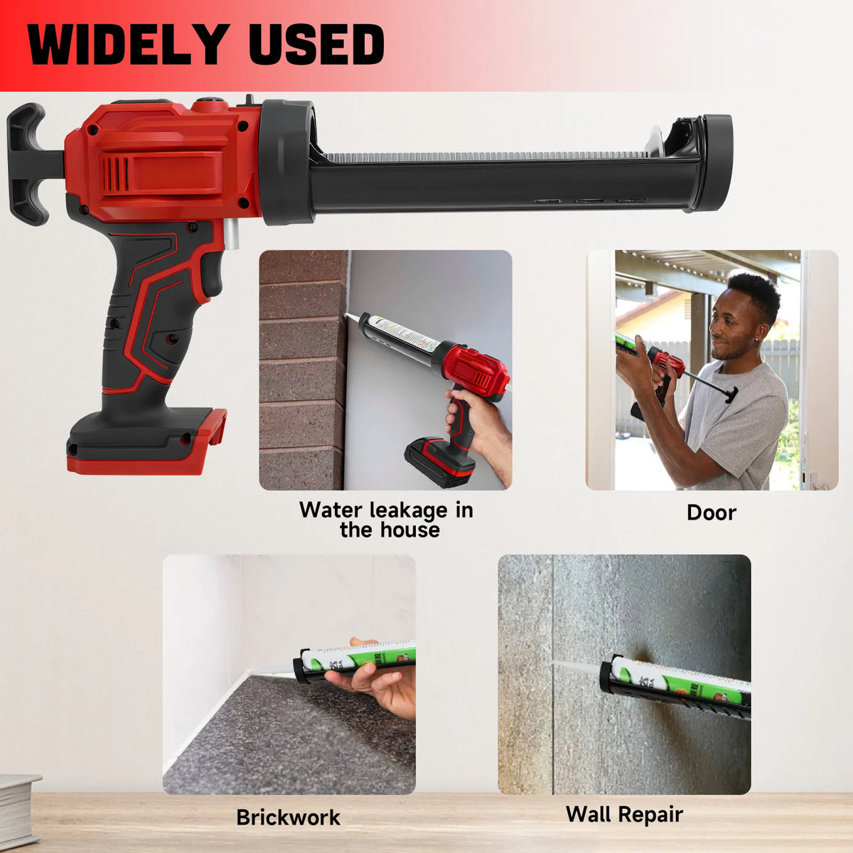 10oz/300ml Electric Caulking Gun for Milwaukee 18V Battery 4 Speeds Silicone Caulking Tools Dripless Caulk Adhesive Gun